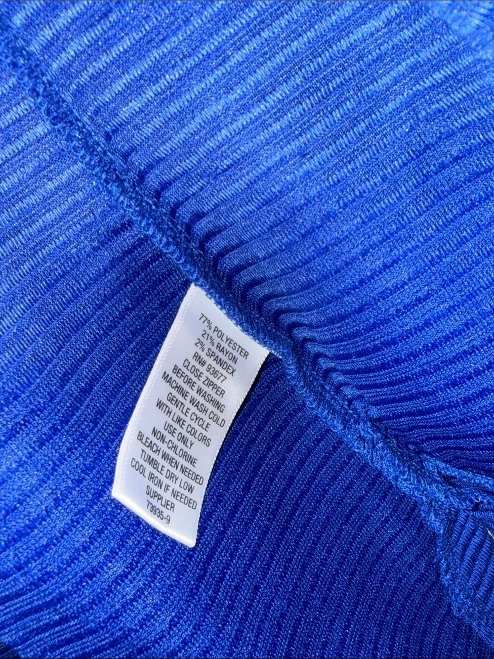 Cobalt Blue Zip Front Ribbed Cardigan - Picture 6 of 9